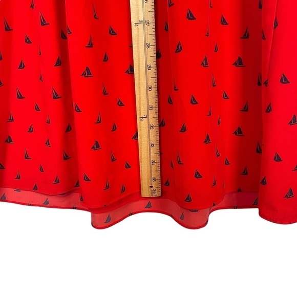 Tommy Hilfiger Womens Fit & Flare Dress Size 10 Red Blue Sailboat Pleated Waist - Picture 9 of 15
